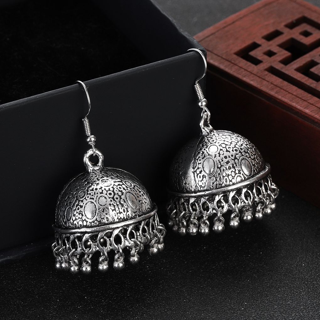 Indian Wedding Supply - Ethnique classique couleur argent Jhumka indien