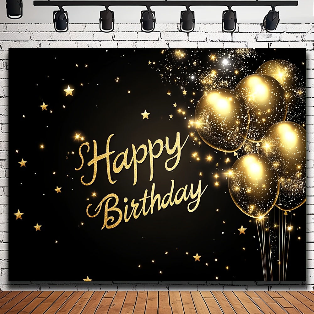 Wedding Superstar - Grand fond «joyeux anniversaire» noir et